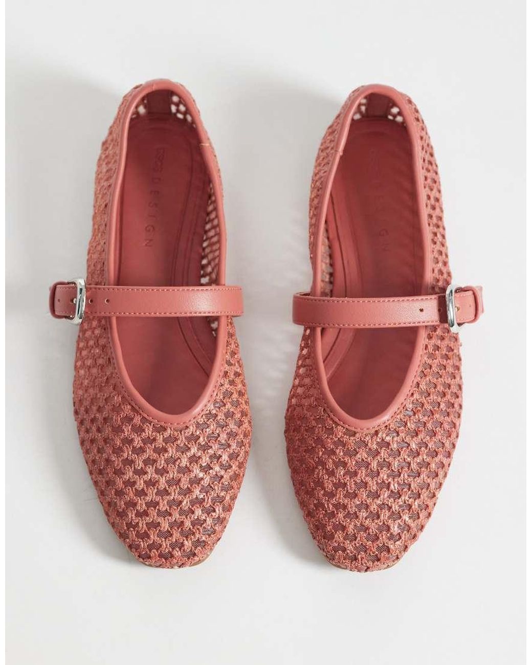 ASOS Red Leah Weave Mary Jane Ballets
