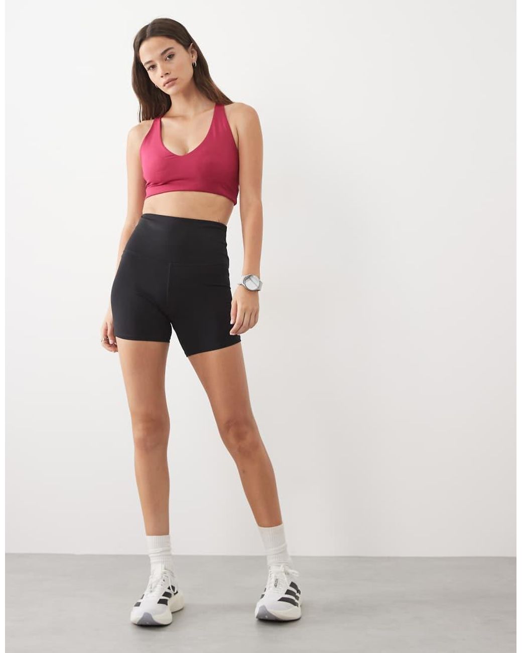 4505 Red Fuller Bust Active V-neck Racer Back Medium Support Sports Bra
