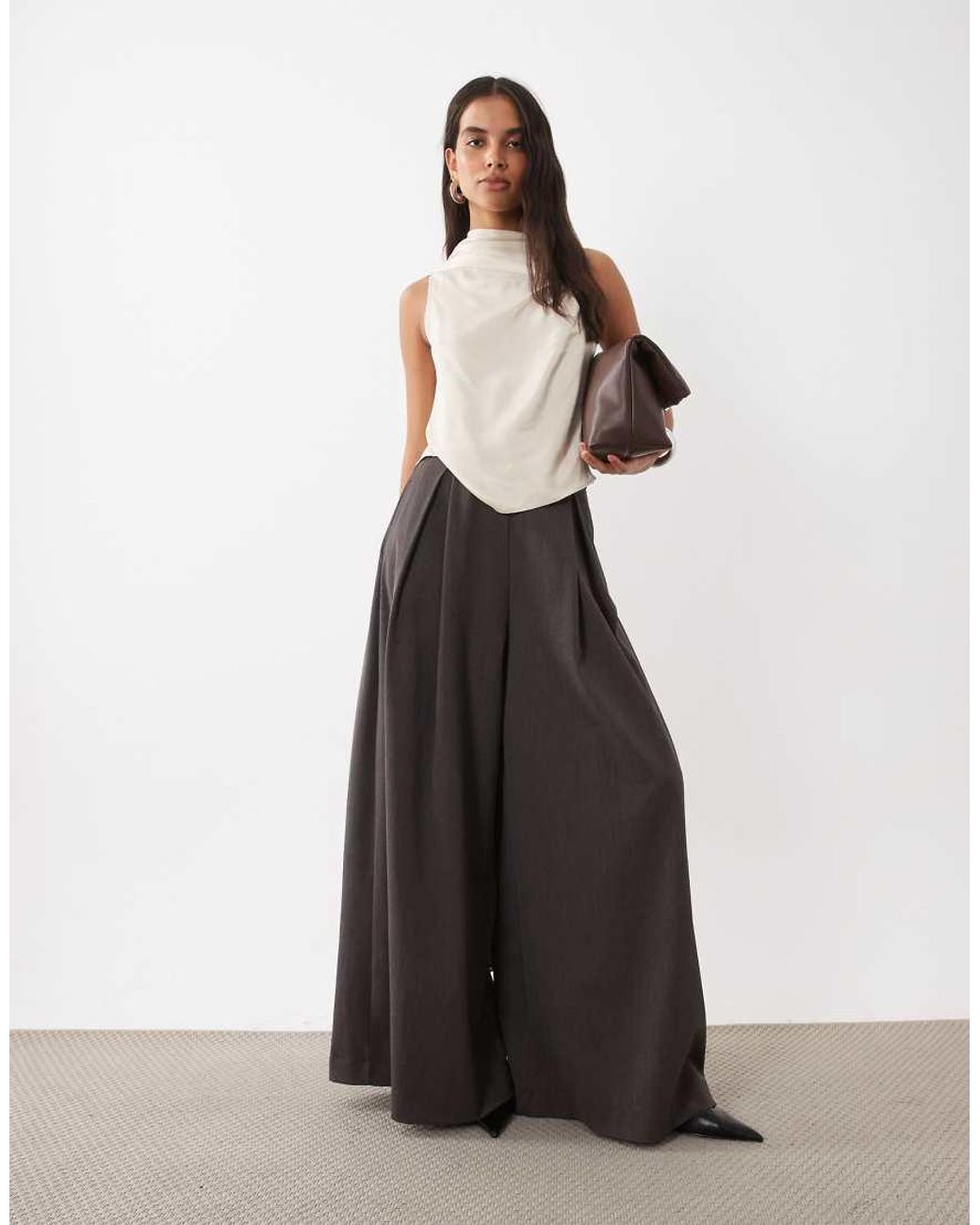 ASOS White Satin Draped Scarf Detail Top