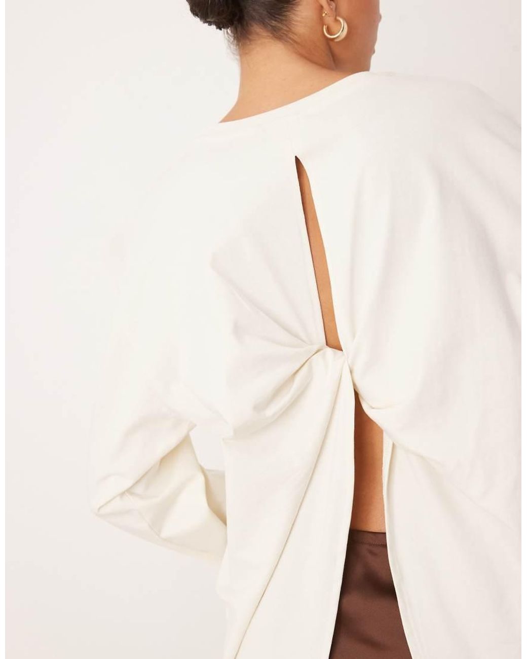 ASOS Natural Twist Back Detail Long Sleeve Tee