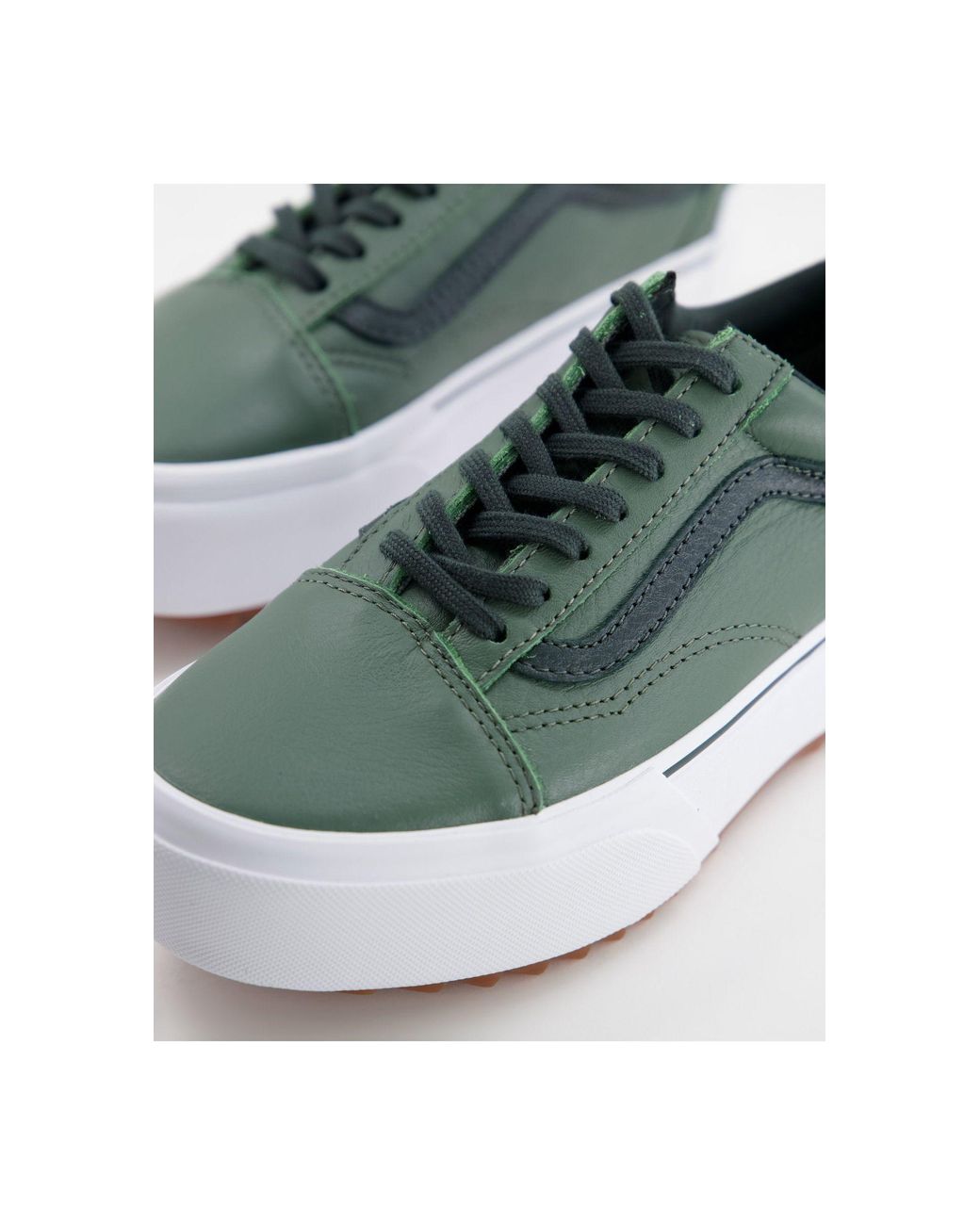 Vans Old Skool Stacked Tumbled Leather Sneakers in Green for Men | Lyst