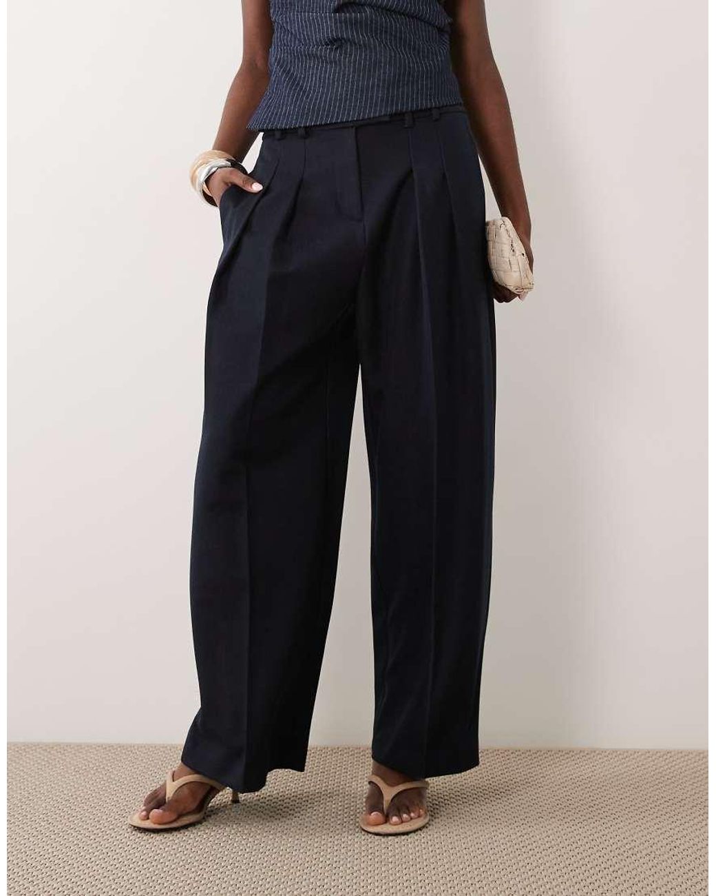 River Island Blue Denim Look Wide Leg Trousers