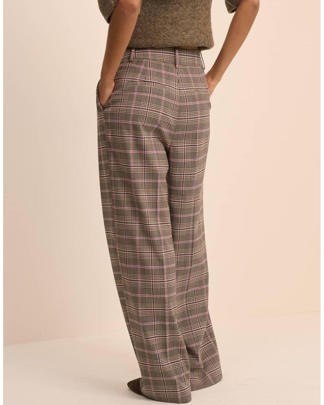 Nobody's Child Natural Tailored Wide Leg Suit Pants