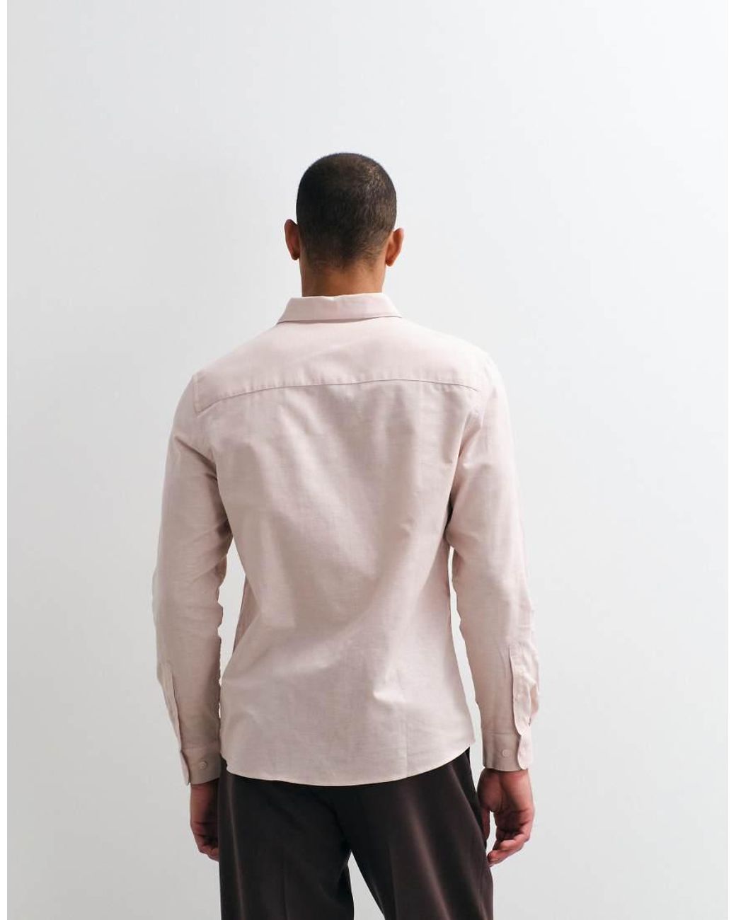 ASOS White Regular Fit Smart Linen Blend Shirt for men
