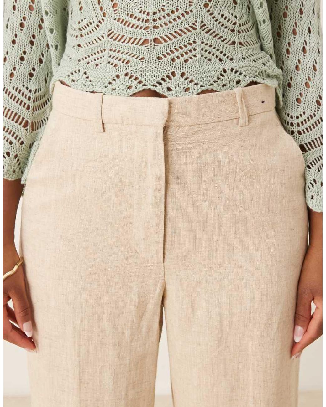 Abercrombie & Fitch Natural Curve Love Linen High Rise Tailored Trousers