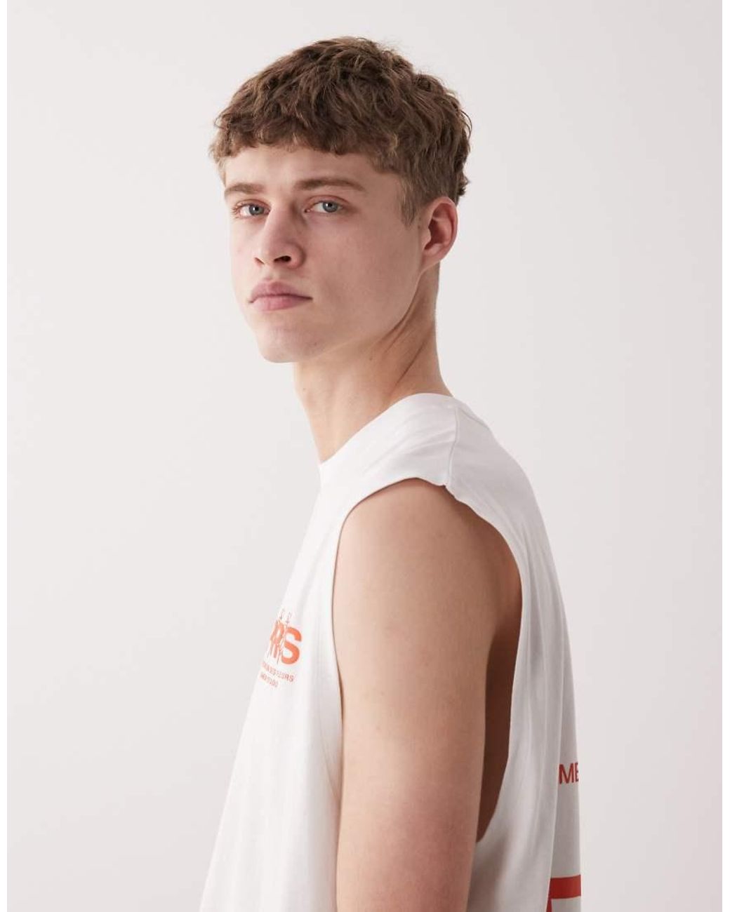 ASOS White Oversized Tank With Floral Puff Print for men