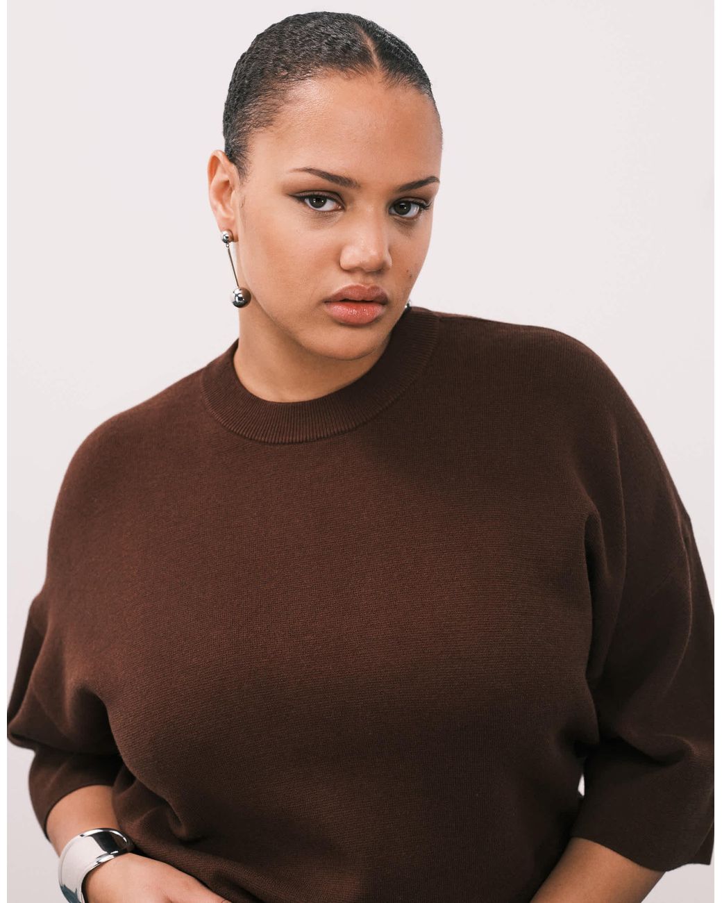 ASOS Brown Asos design curve – oversize-t-shirt aus strukturiertem kompaktem strick