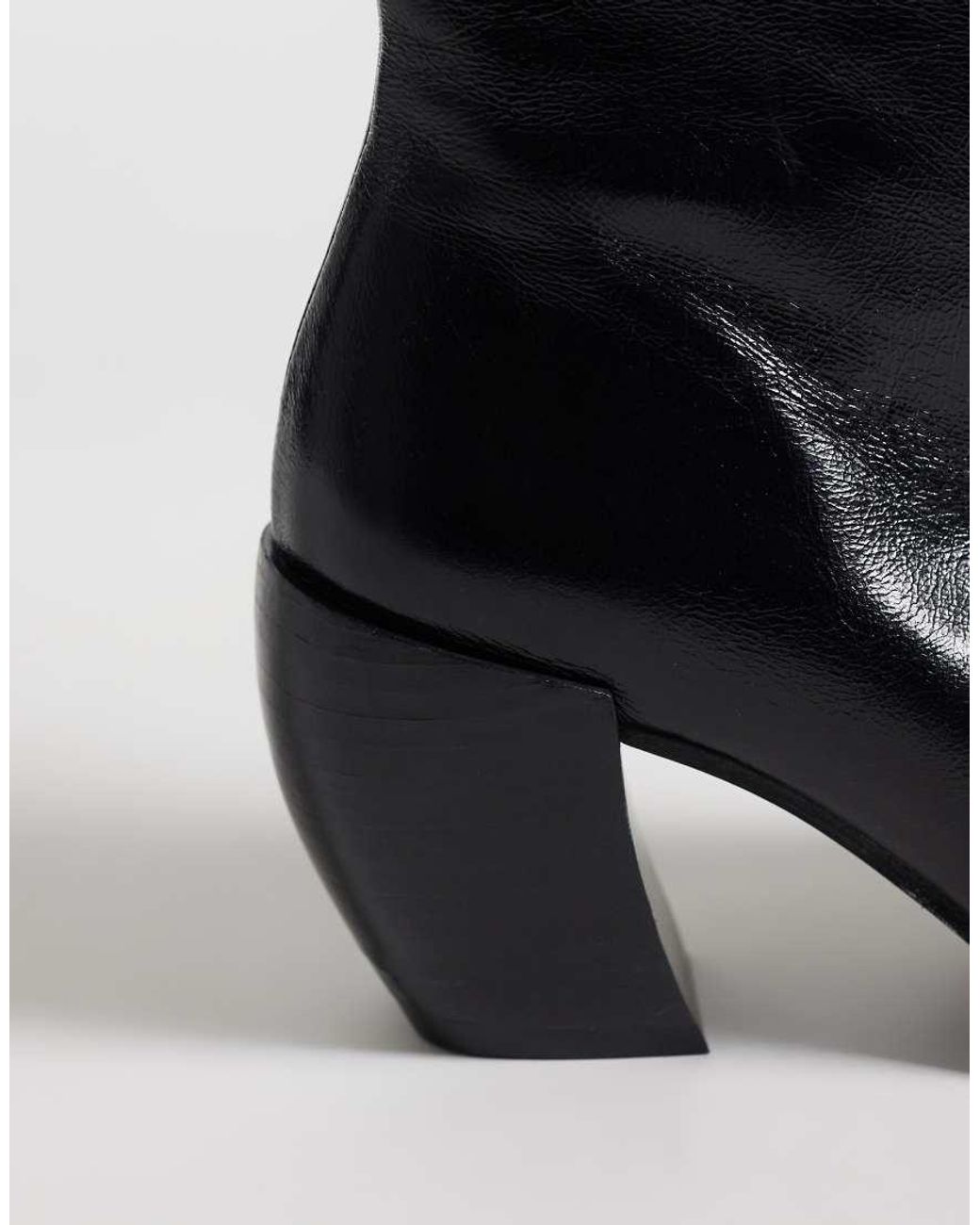 ASOS Black Renzo Premium Real Leather Western Boots