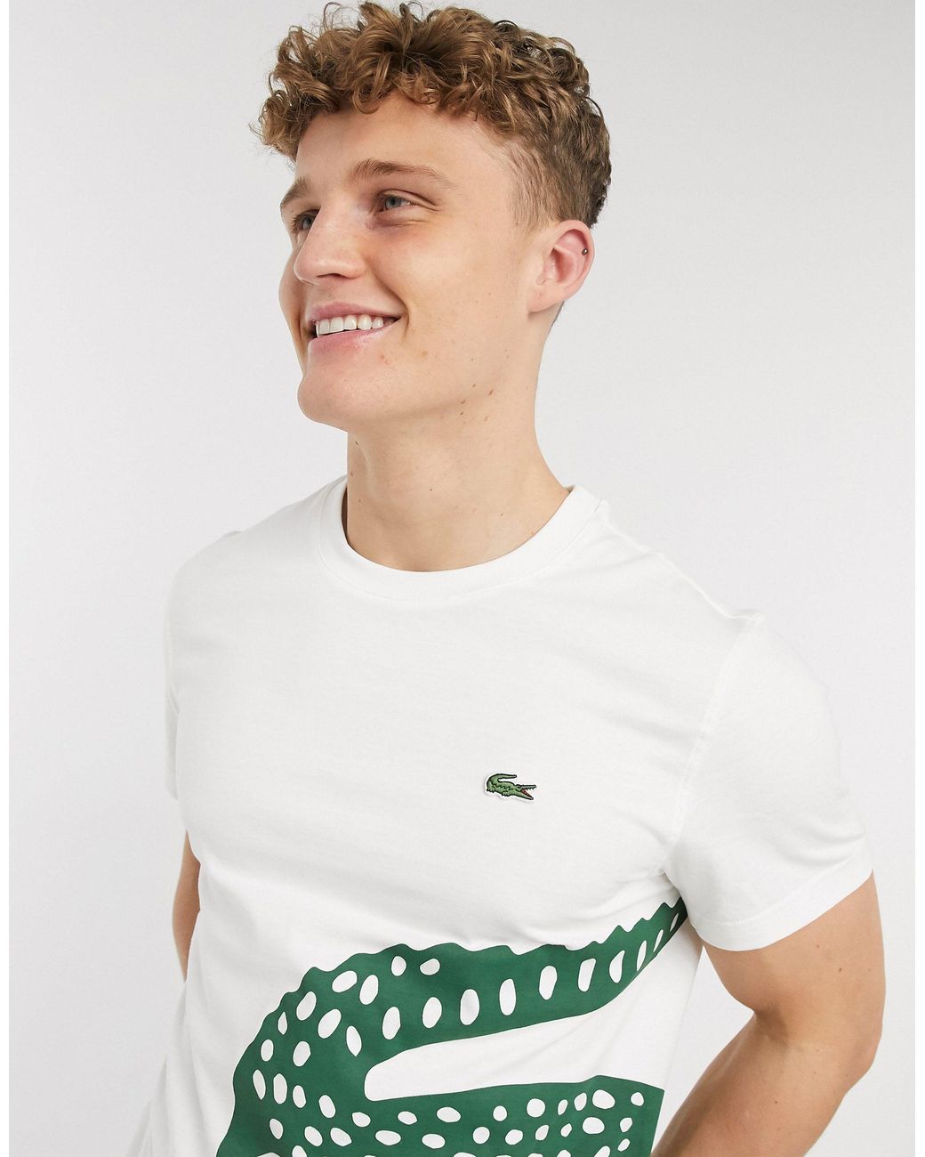 Lacoste Large Croc Logo Pima Cotton T-shirt in White for Men | Lyst Canada