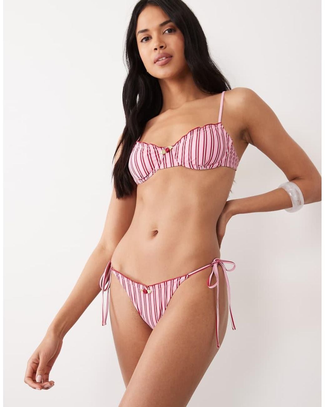 Wild Lovers Pink Dolly Daze Side Tie Bikini Bottoms