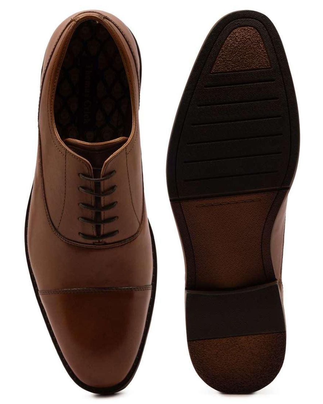 Thomas Crick Brown Merlin Leather Oxford Toecap Shoes for men