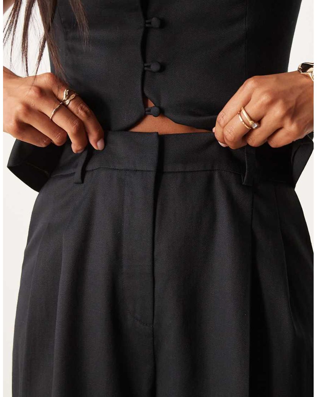 Nobody's Child Petite Black Jax Wide Leg Trousers Co-Ord