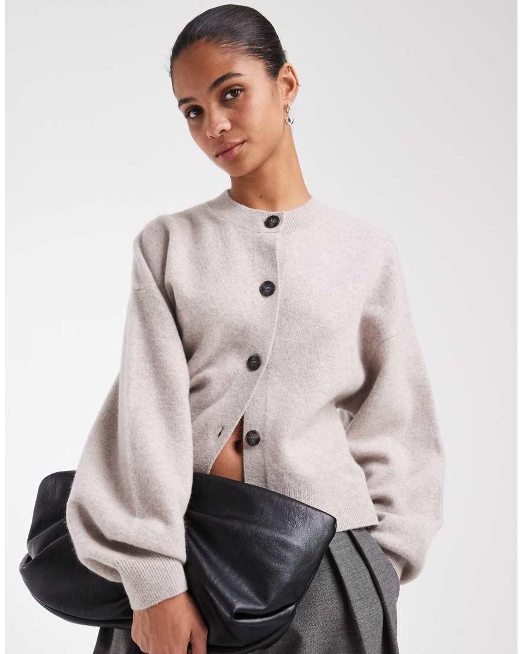 & Other Stories Natural Boiled Wool Cardigan
