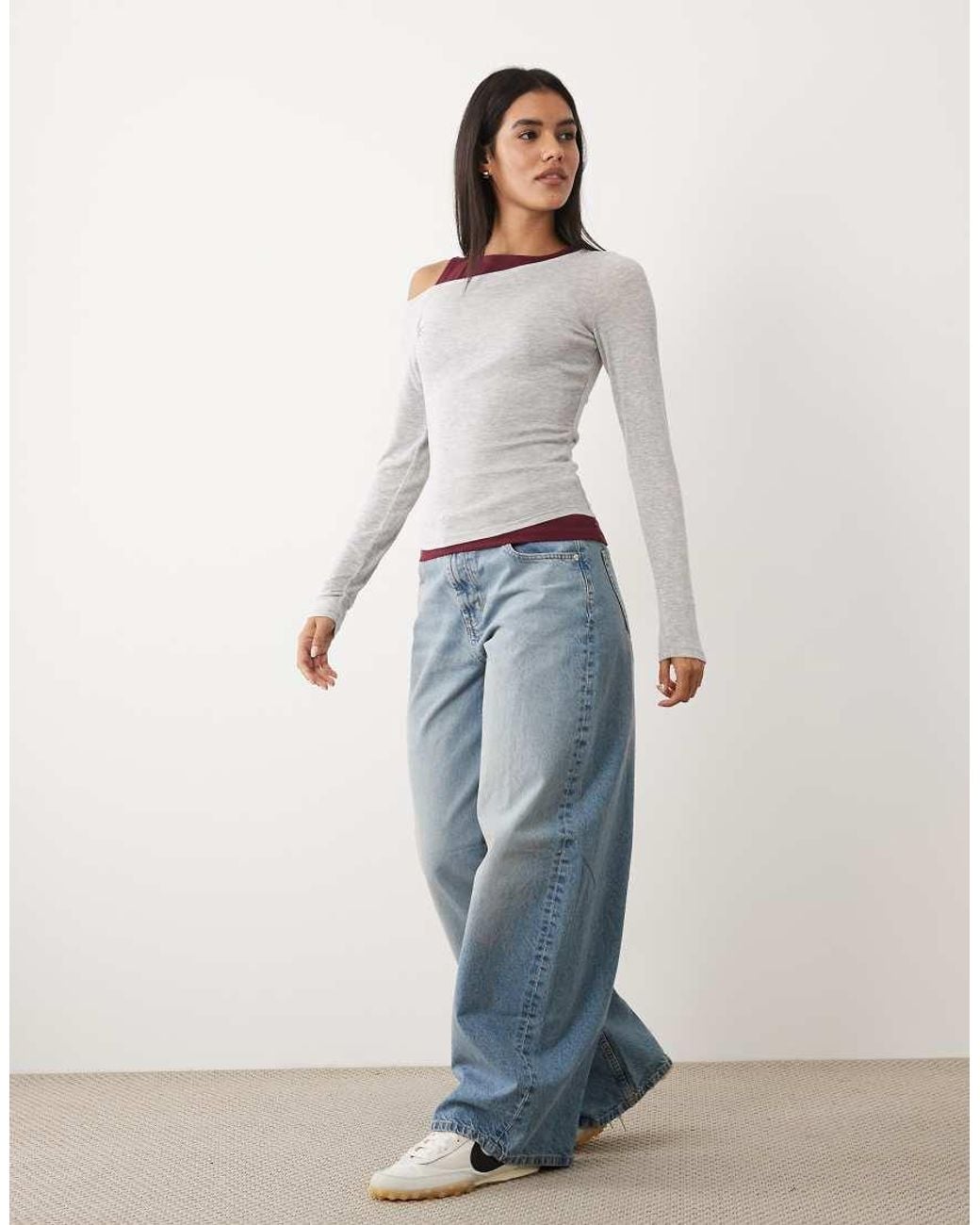 Cotton On Gray Layered Long Sleeve Top