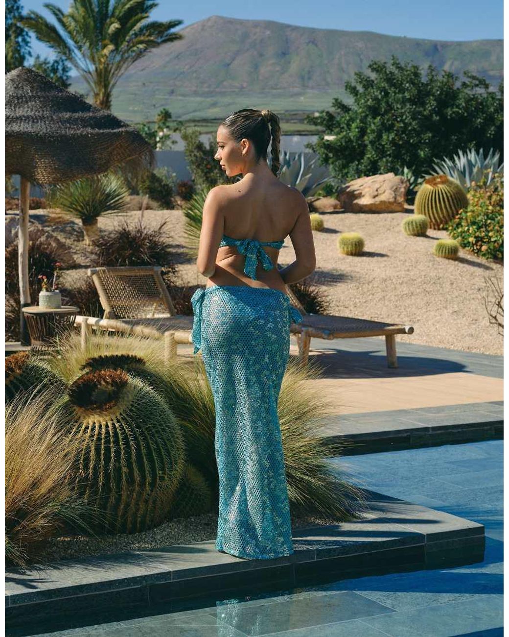 South Beach Green X Liv Silverman Sequin Maxi Skirt