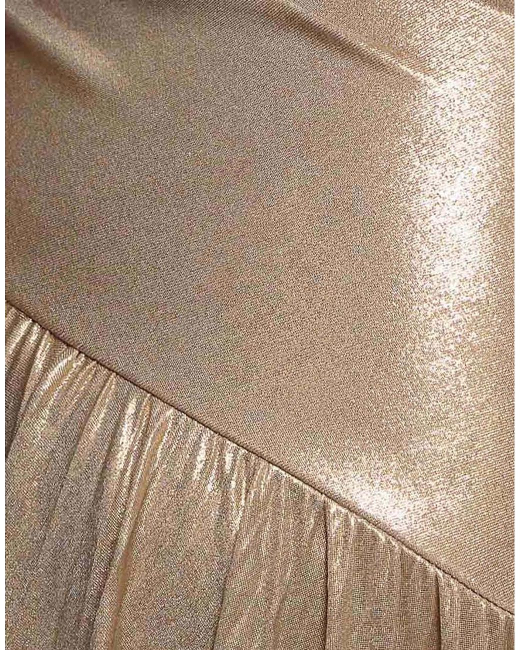 Goddiva Brown Halterneck Empire Waist Gathered Sunrise Foil Maxi Dress