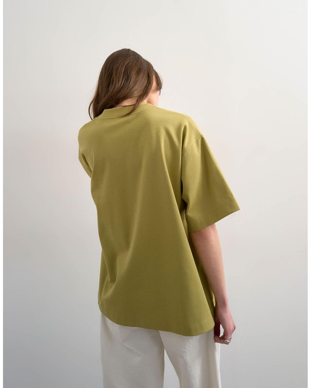 TOPSHOP Green V-neck Premium Interlock Tee