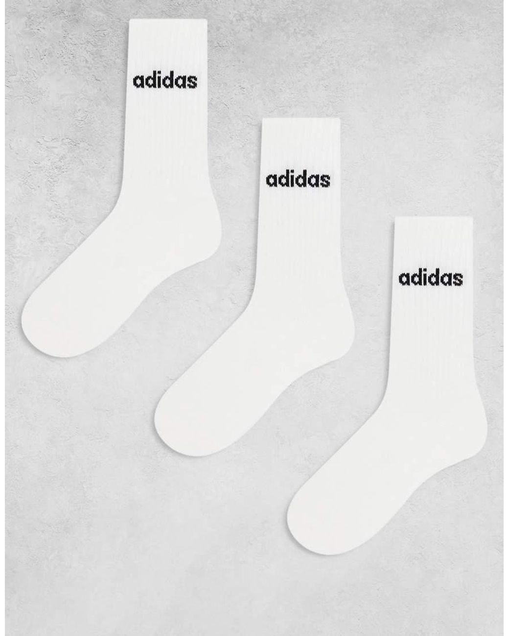 Adidas Originals Gray Adidas Training 3-Pack Linear Logo Crew Socks