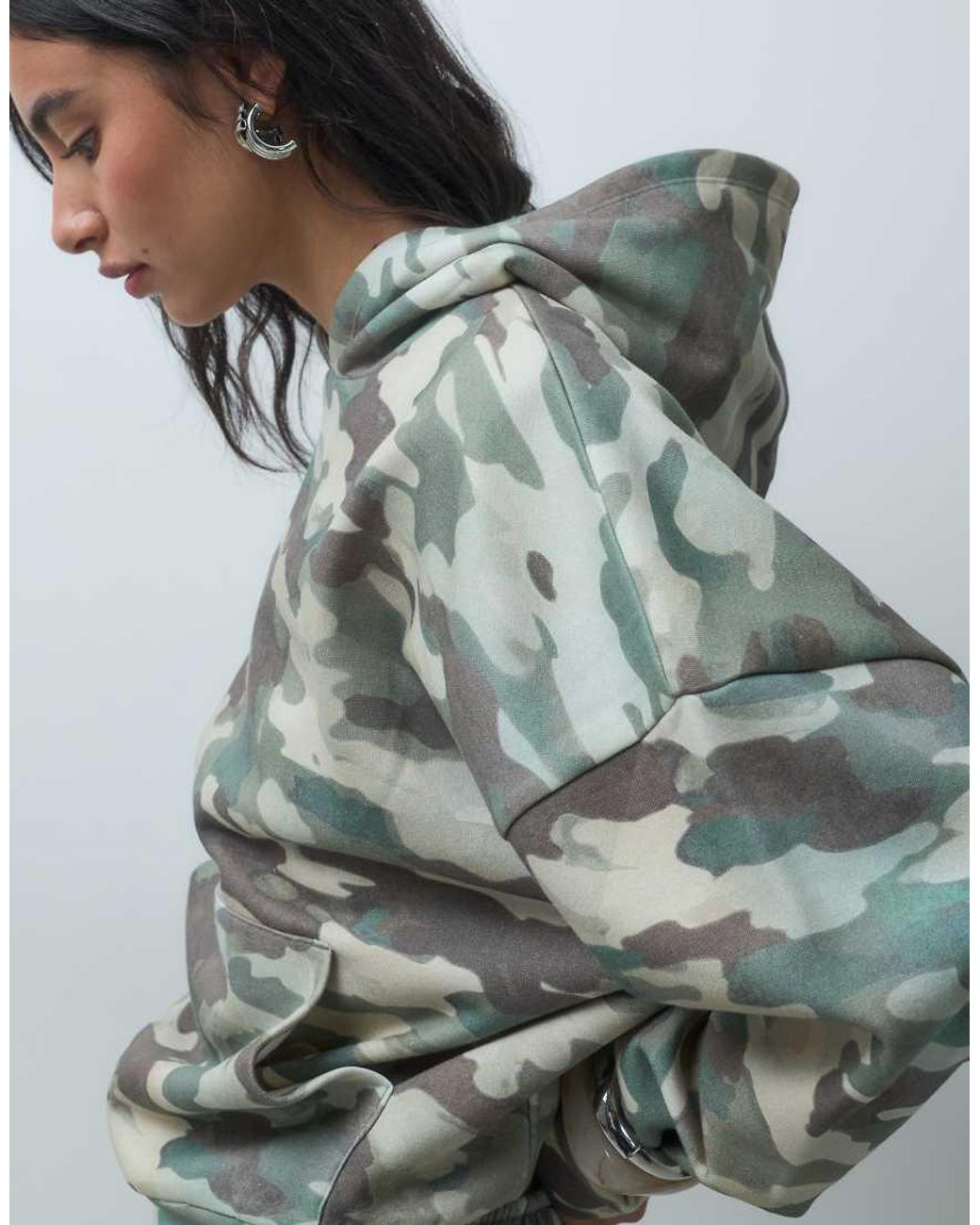 ASOS Gray Camo Print Hoodie Co-ord