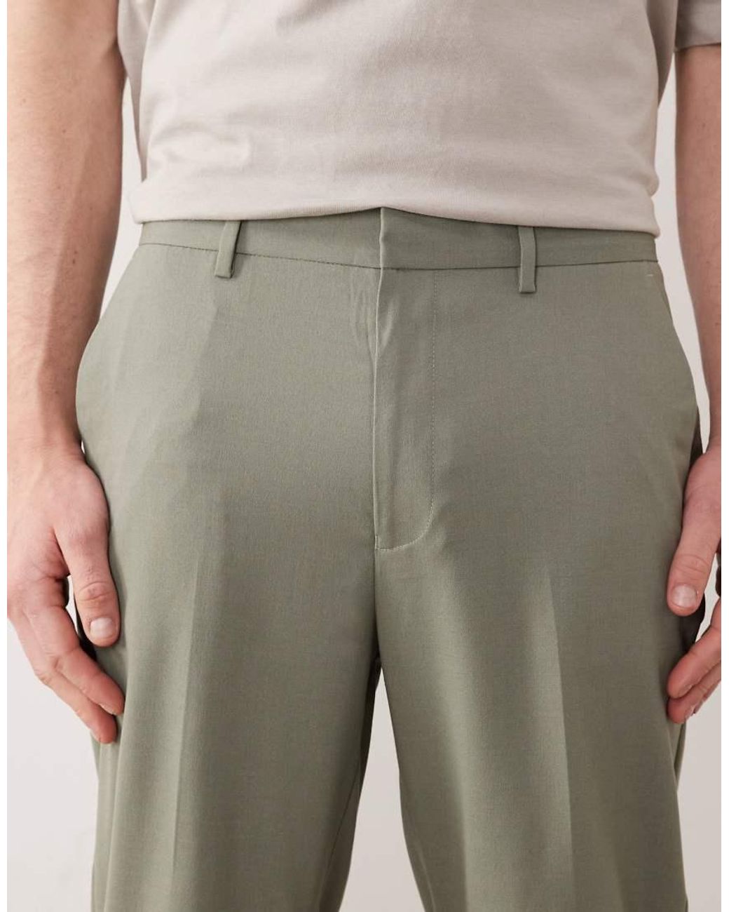 ASOS Natural Tapered Suit Trousers for men