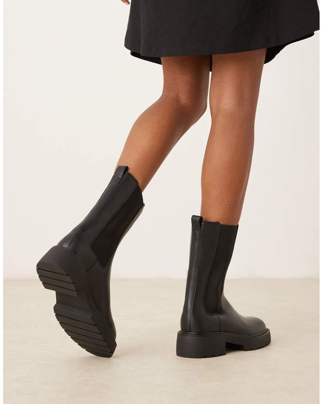 Calvin Klein Black High Chunky Chelsea Boots