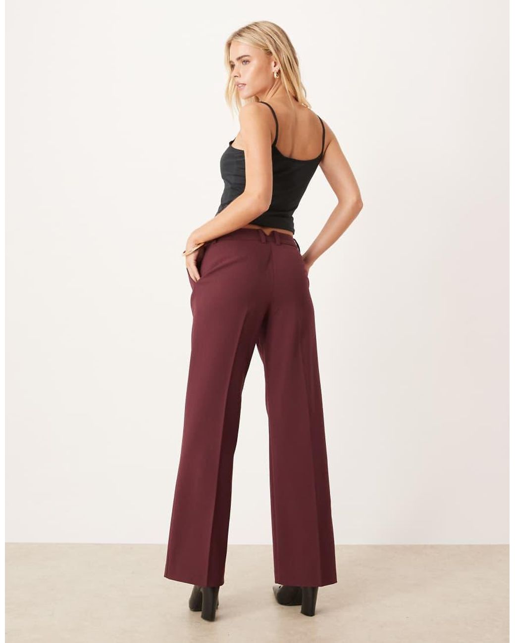 ASOS Red Petite Tailo Relaxed Straight Leg Trousers