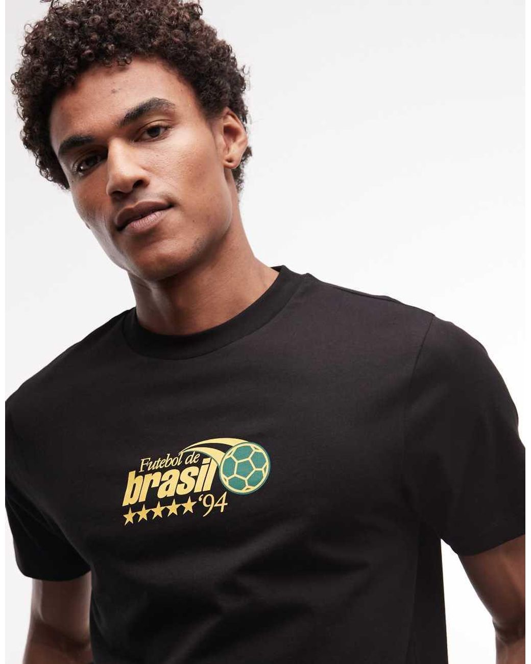 ASOS White Regular T-shirt With Brasil Graphic for men