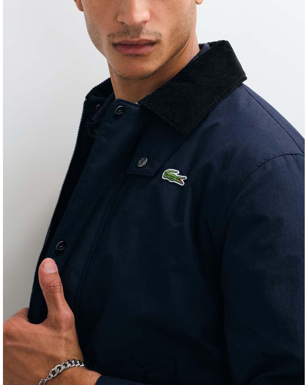 Lacoste Blue Water Repellant Cord Collar Jacket for men