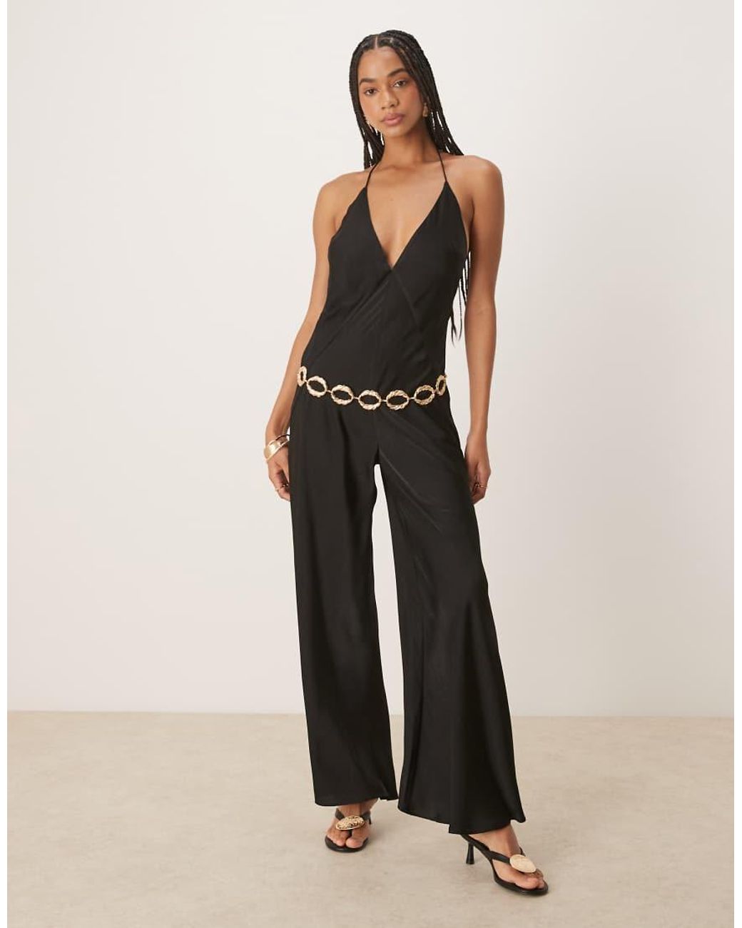 Bardot Natural Keaton Halter Jumpsuit