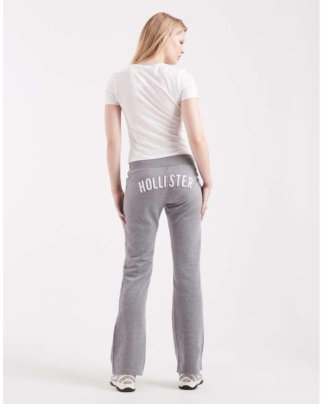 Hollister Gray Low Rise Bootcut Back Logo joggers