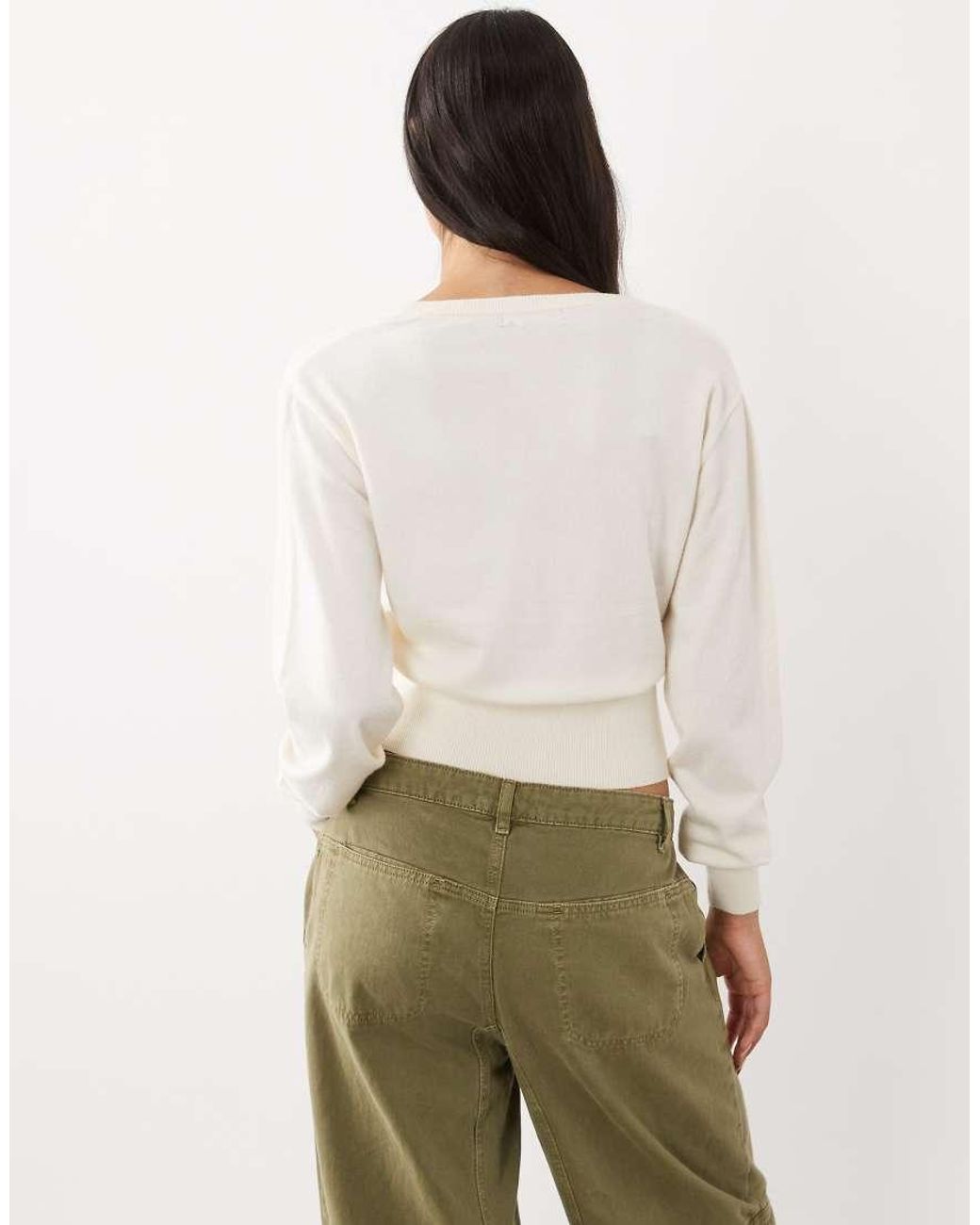 Gina Tricot Natural Cinched Waist Fitted Cardigan
