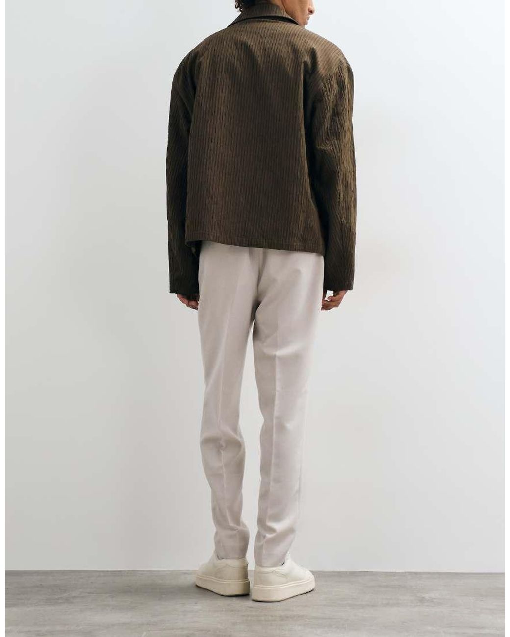ASOS White Tailored Tapered Trousers With Elasticated Waist for men