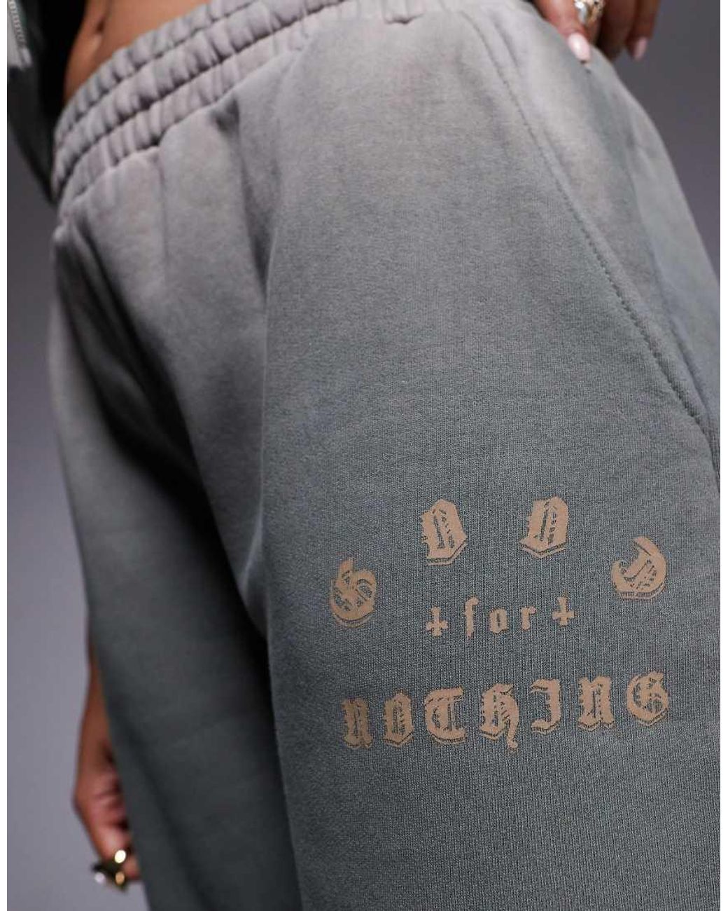 Good For Nothing Gray Spray Effect Relaxed Wide Leg Jogger
