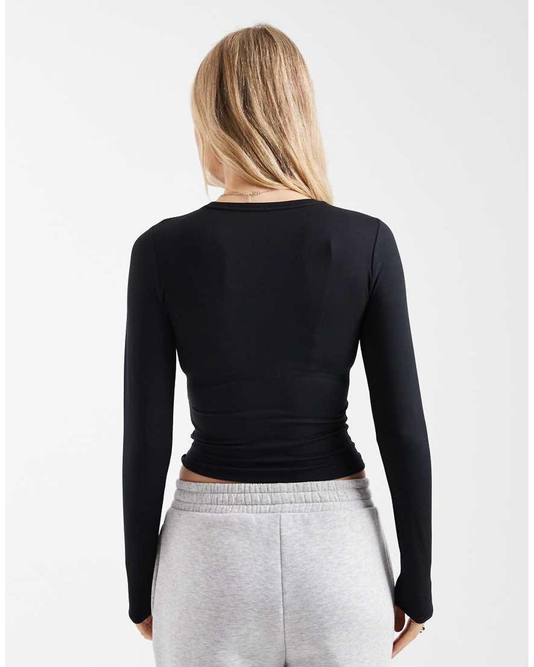 Hollister Black Long Sleeve Seamless Crew Neck Top