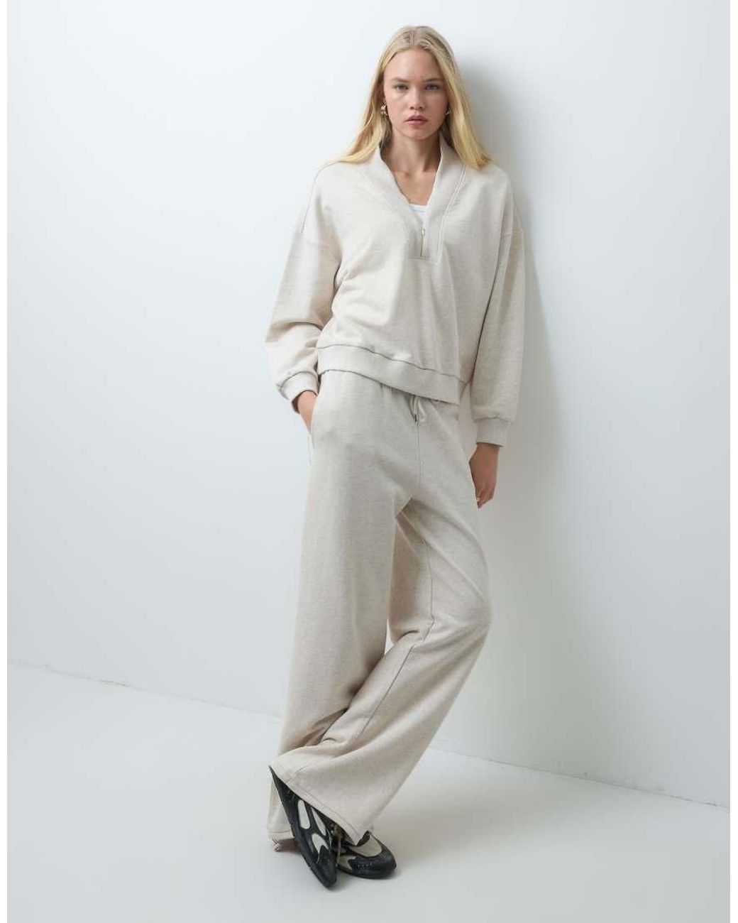 4th & Reckless Gray Cotton Fleeceback Balloon Leg Jogger Co-Ord
