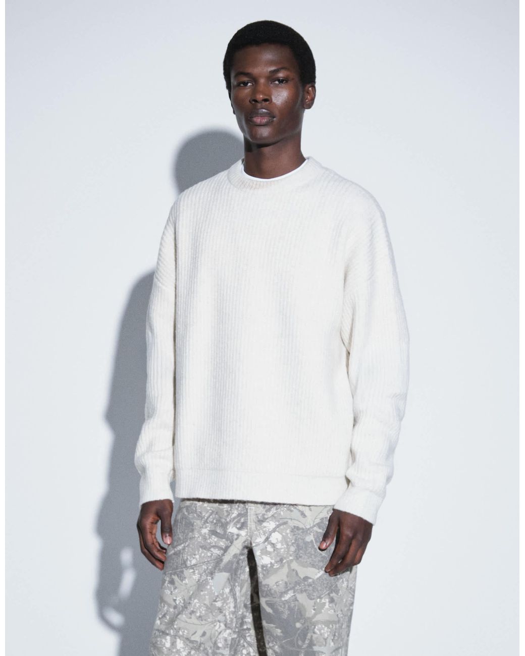 Pull côtelé en mélange ASOS pour homme en coloris White