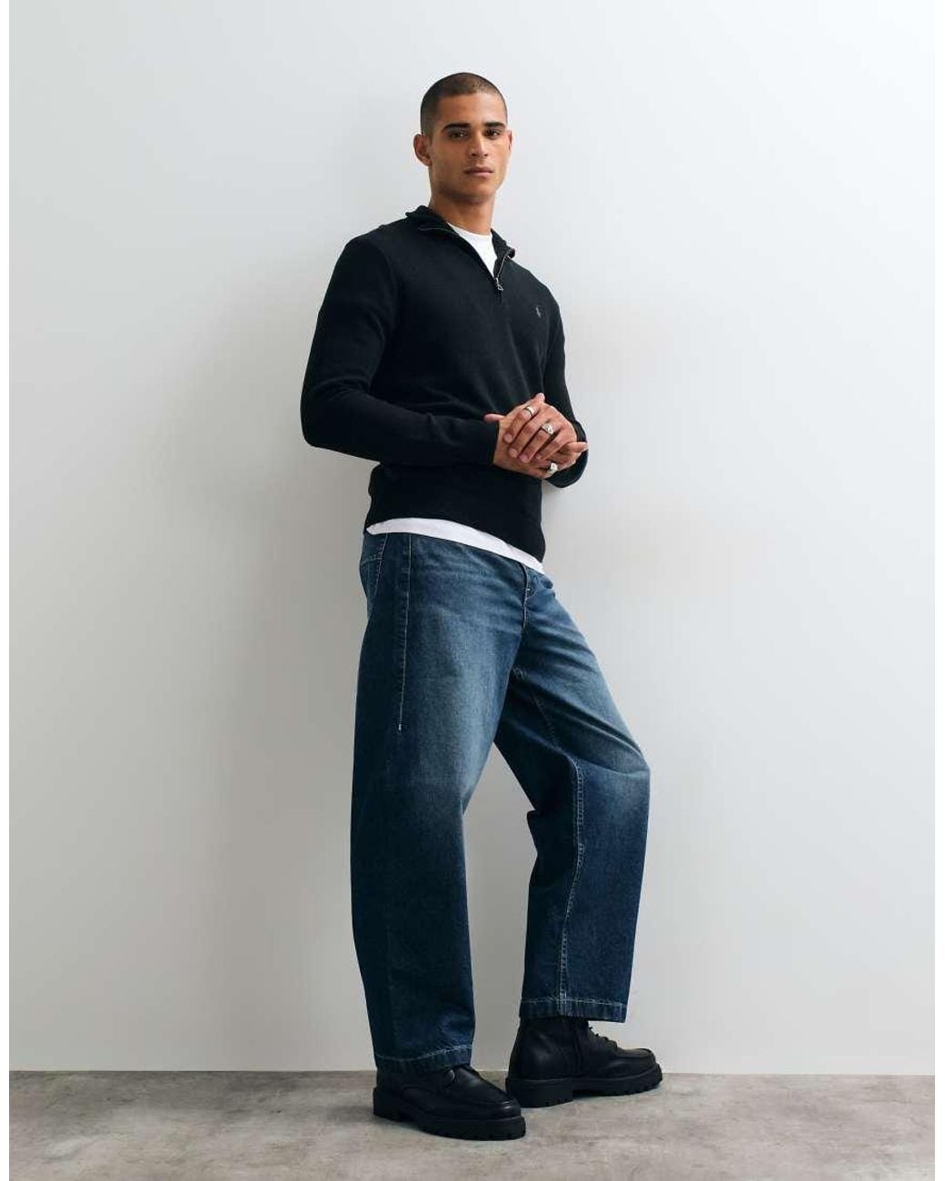 Polo Ralph Lauren Blue Icon Textured Standard Fit Quarter Zip Sweatshirt for men