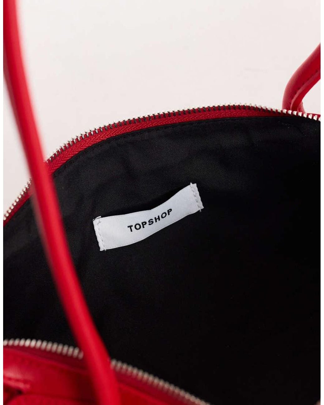 TOPSHOP Red Skylar Medium Elongated Bowler Bag