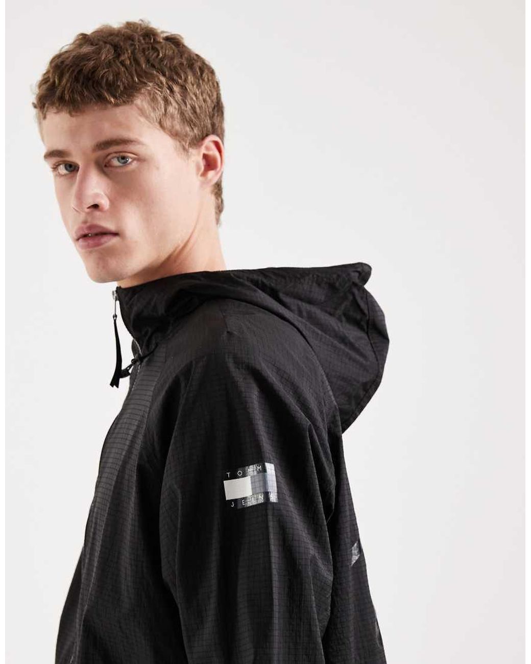 Tommy Hilfiger Black Signature Windbreaker Jacket for men