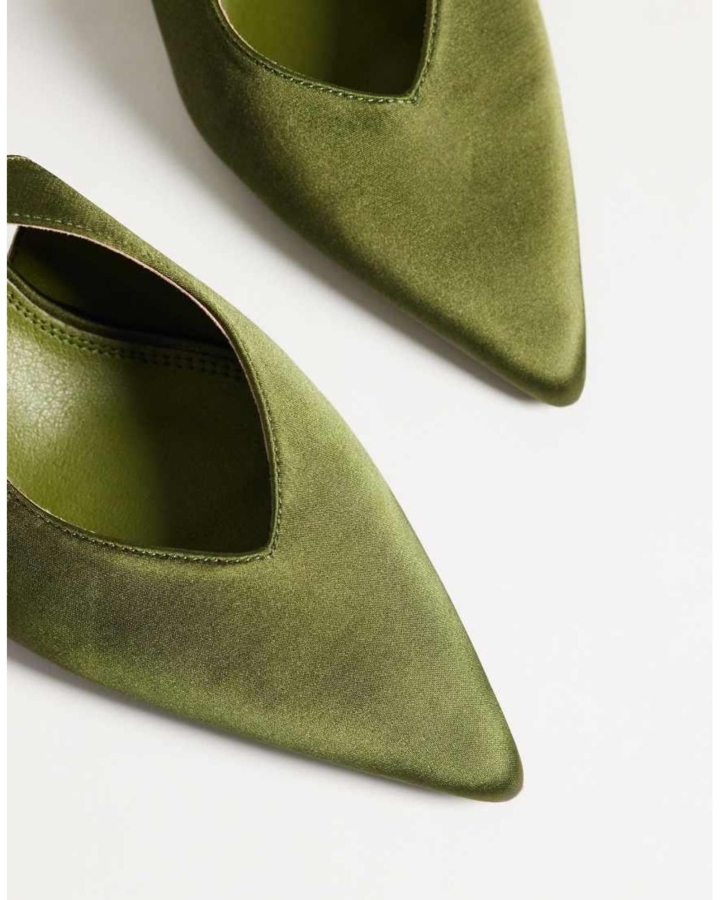 SIMMI Green Simmi London Wide Fit Sonika Tie Leg Heeled Court Shoes