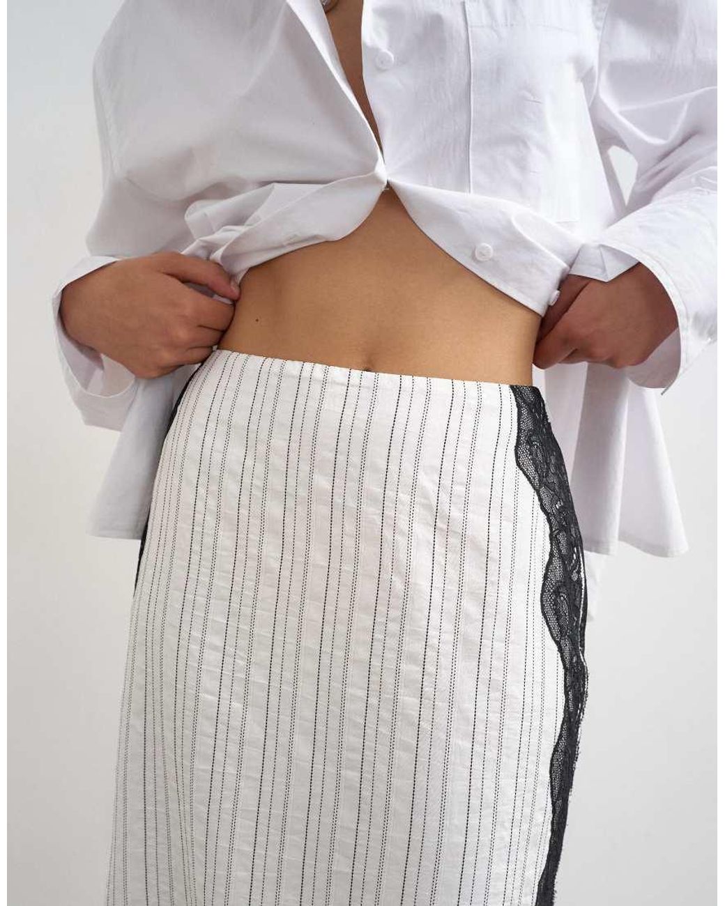 TOPSHOP White Lace Panel Column Maxi Skirt