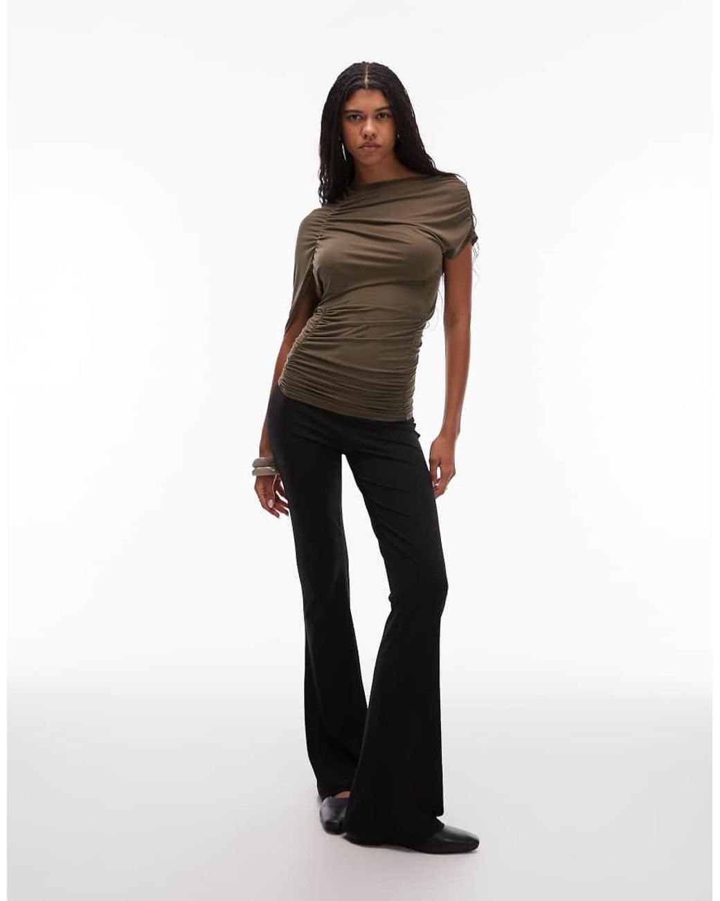 laagam Brown Aeris Draped Top
