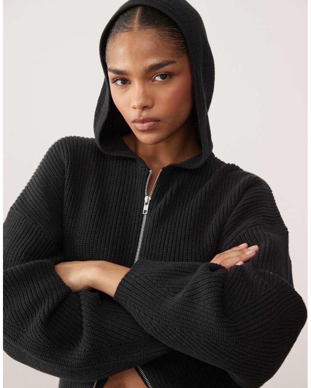 Monki Black Double Zip Cardigan