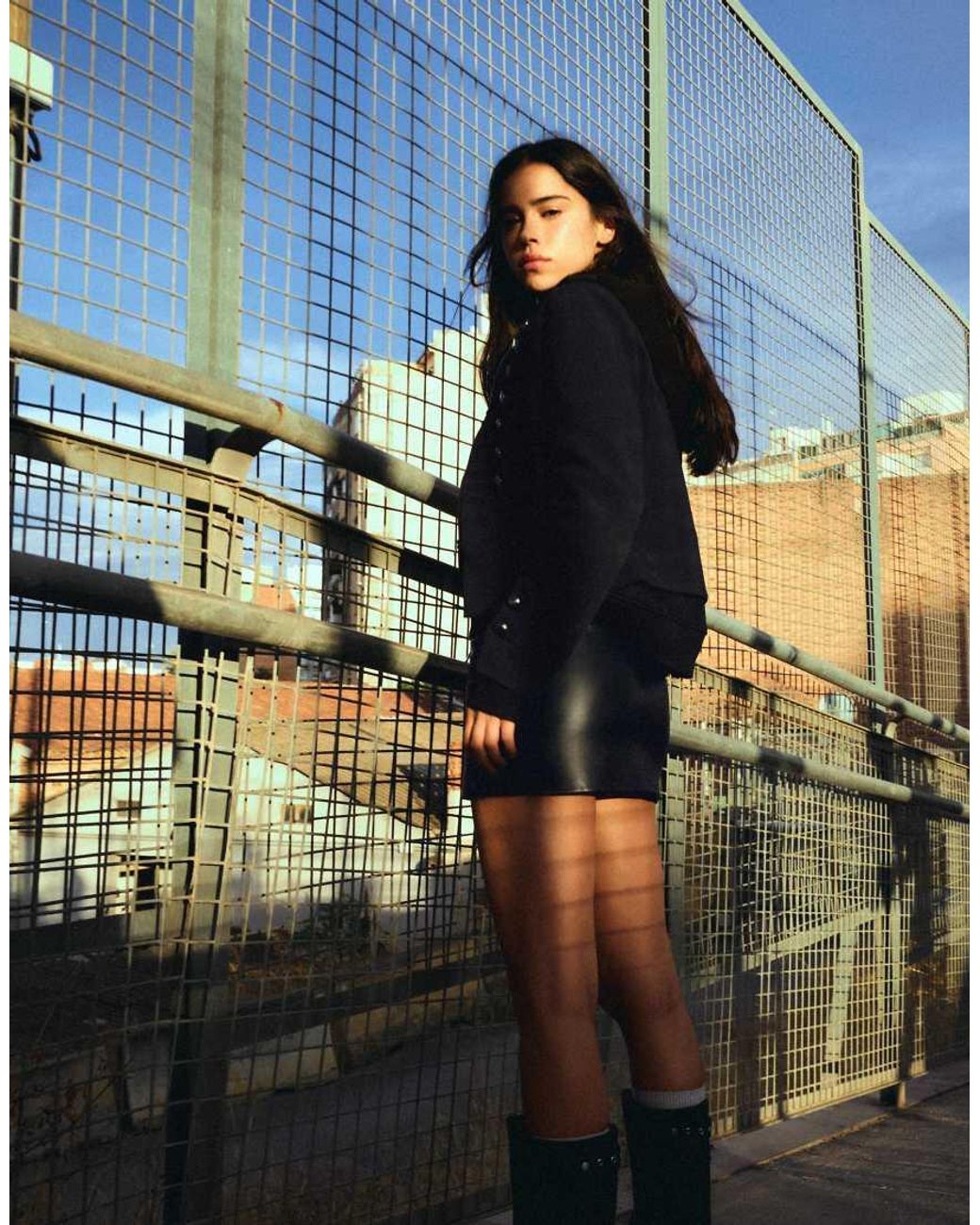 Bershka Black Leather-effect Mini Skirt