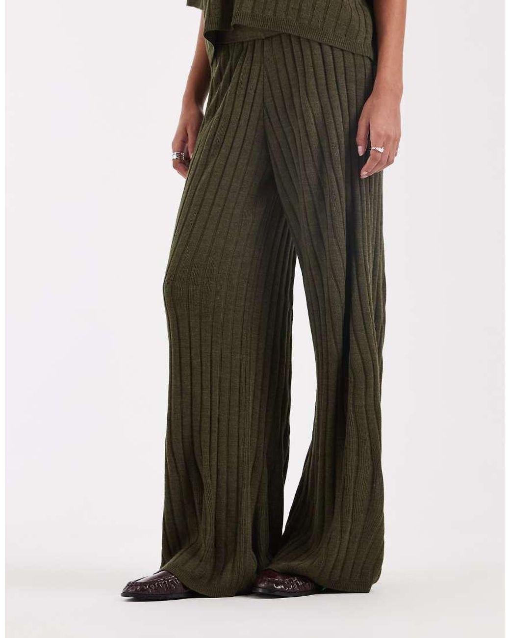 ONLY Green Wide Leg Knit Pants