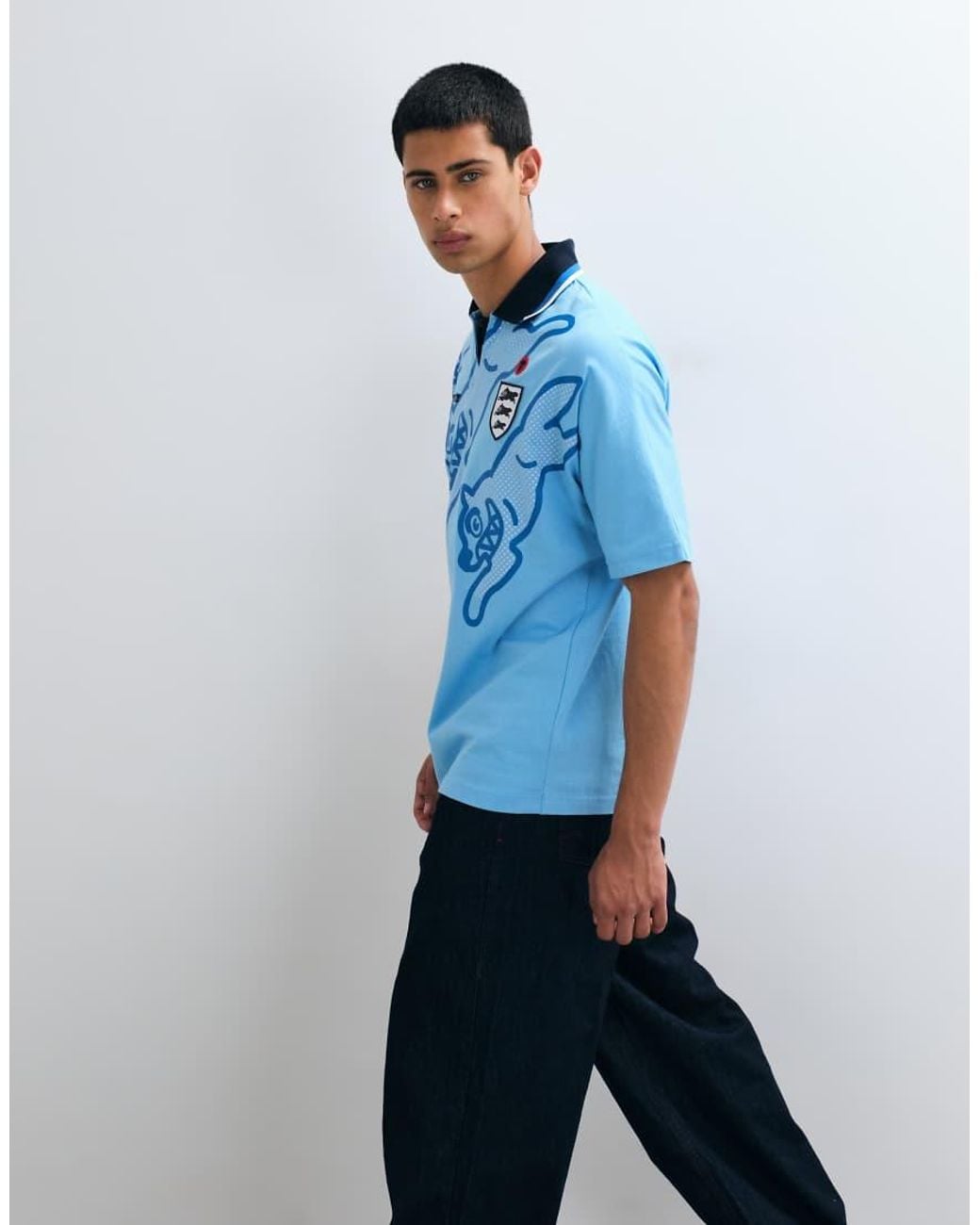 ICECREAM Blue Running Dog Football Shirt for men