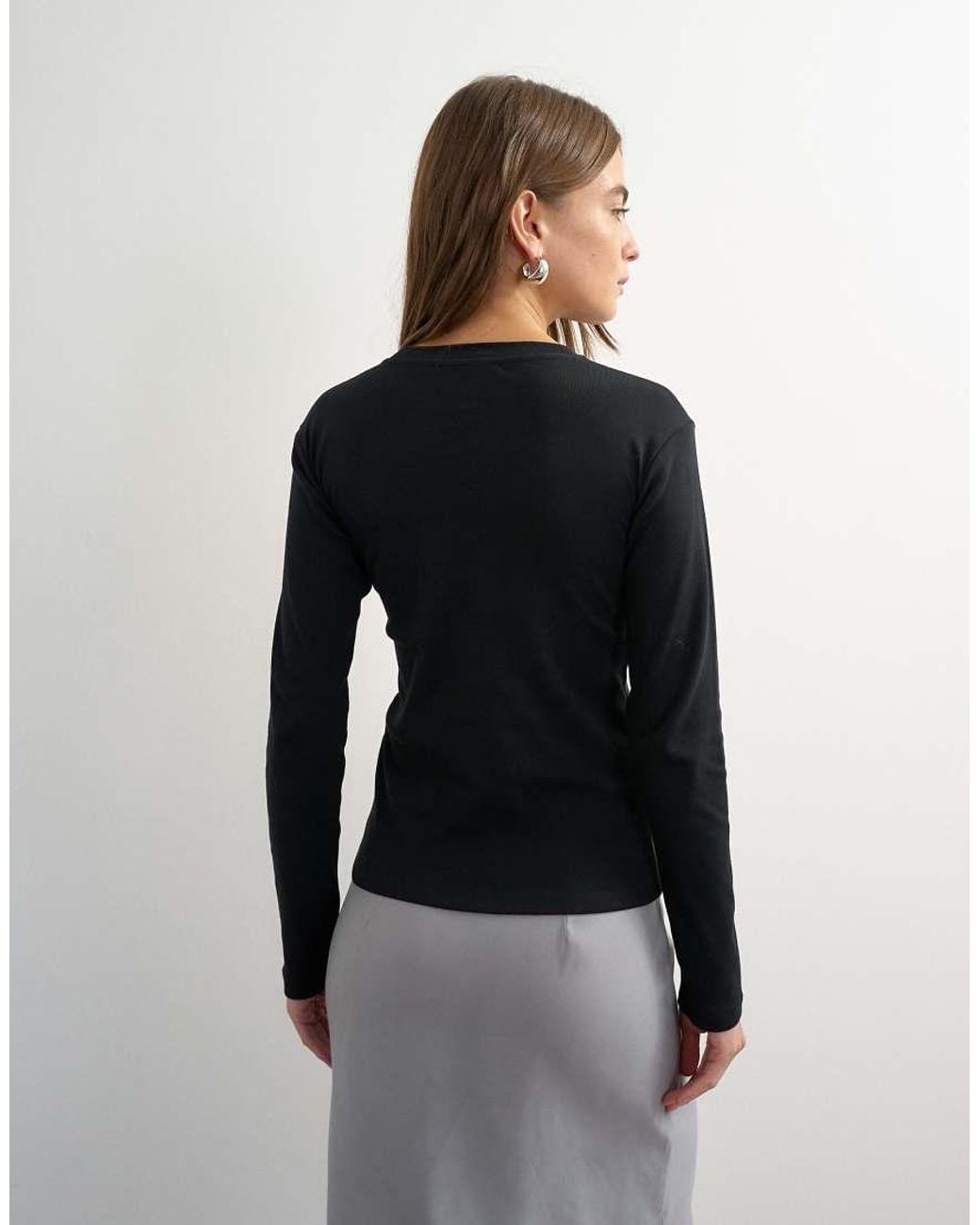 TOPSHOP Black Long Sleeve Everyday Tee