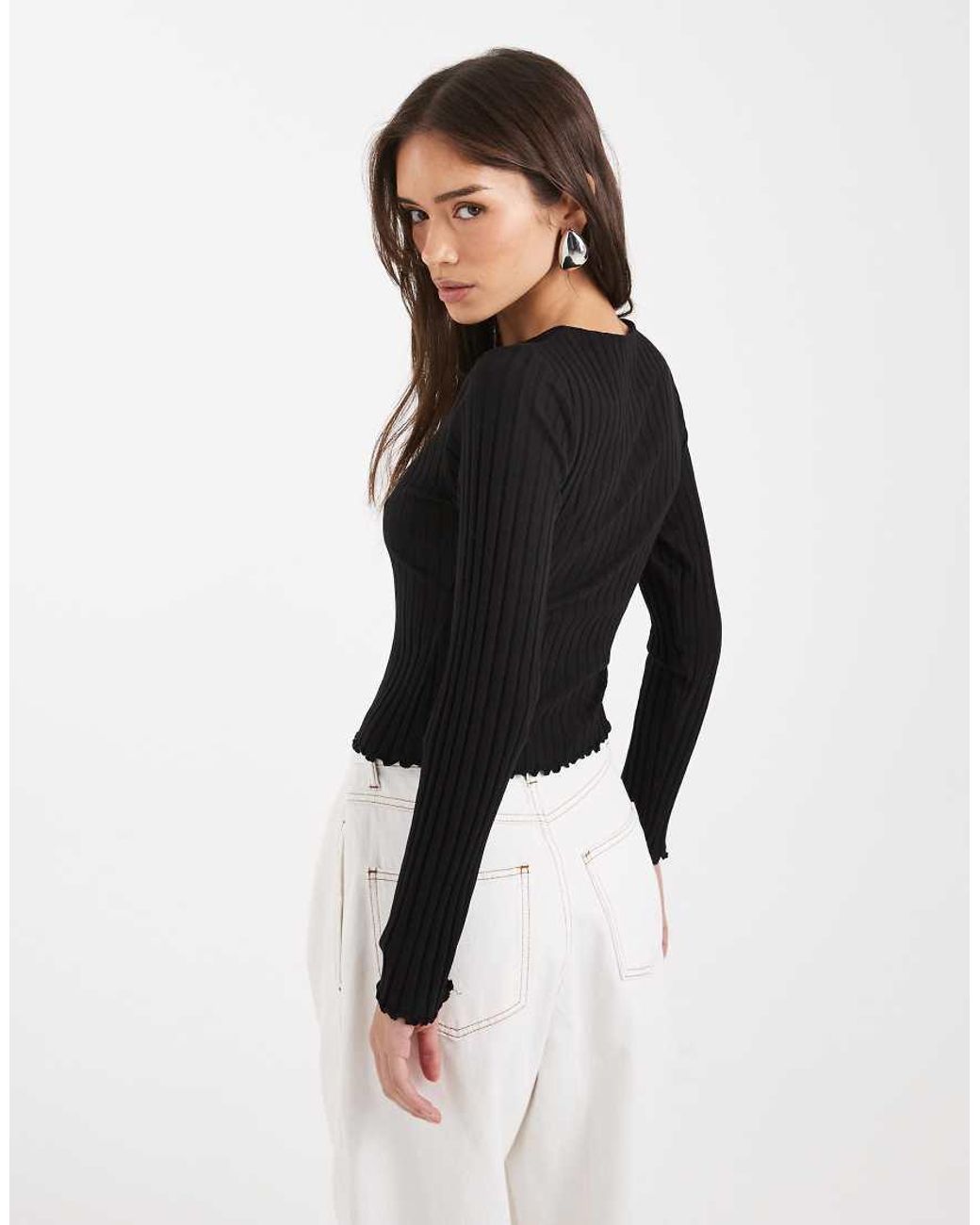 Miss Selfridge Geribbeld Vest in het Black