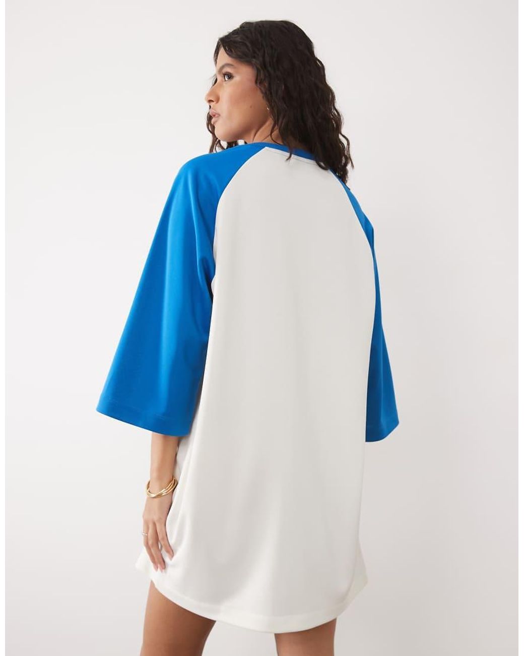 ASOS Blue Tricot Contrast Raglan Sleeve Mini T-shirt Dress