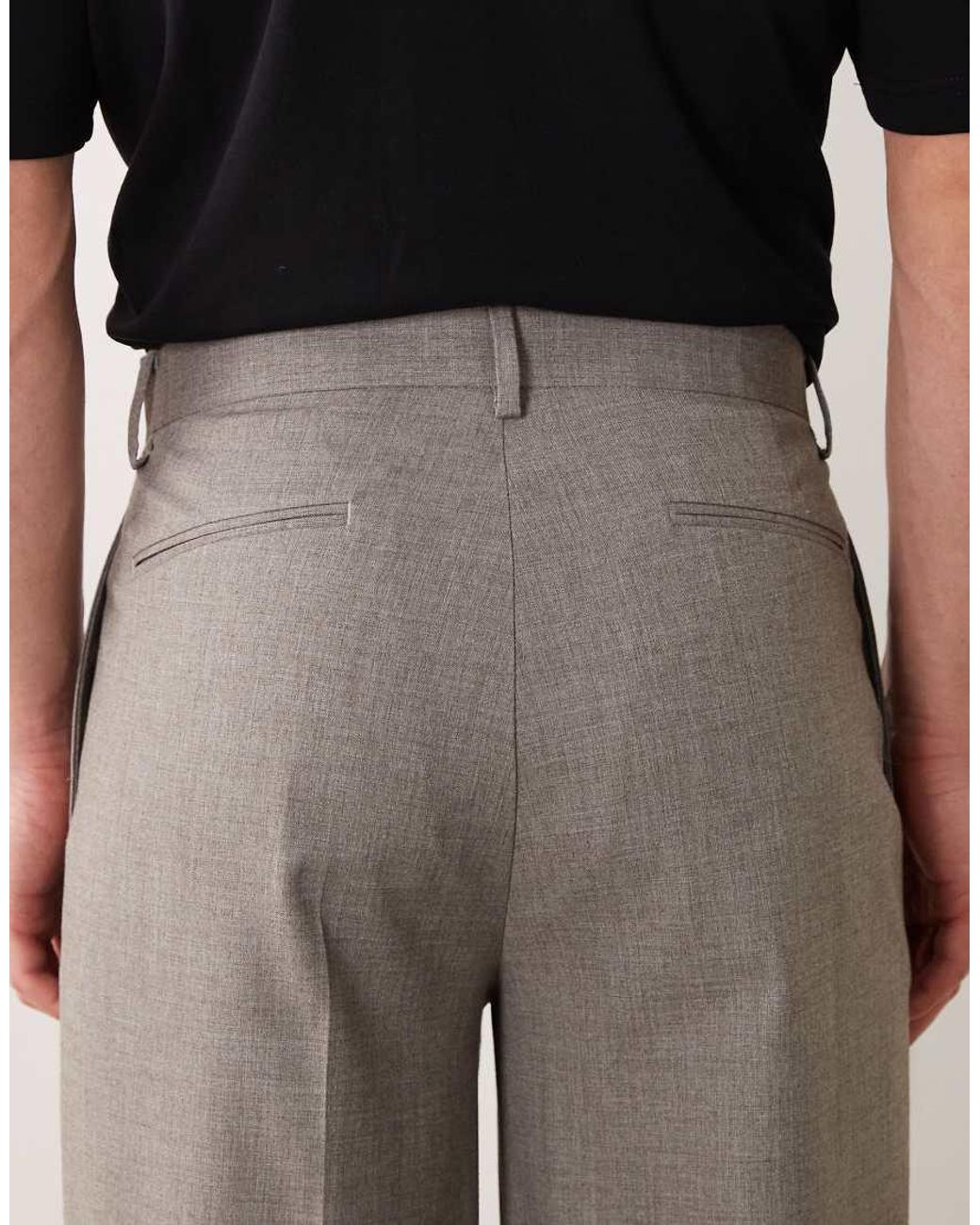 ASOS Brown Tailored Oversized Tapered Pleated Trousers for men